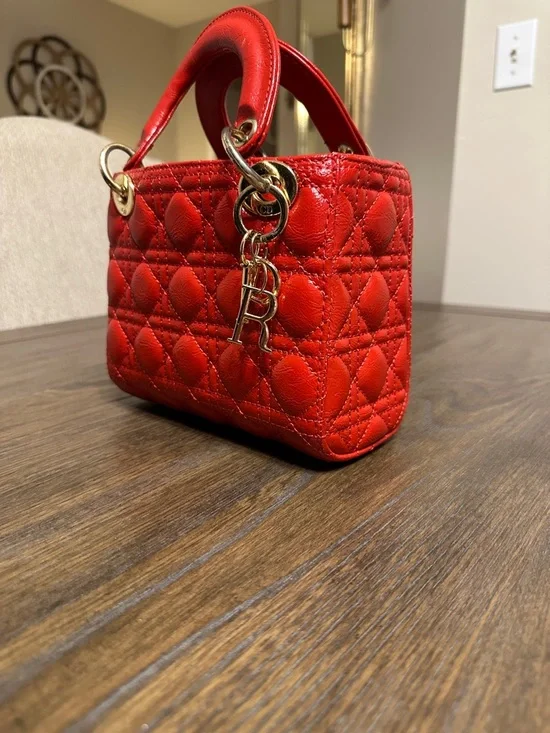Dior Red Quilted Mini Top-Handle Bag with Gold Hardware. First copy - Picture 2 of 6